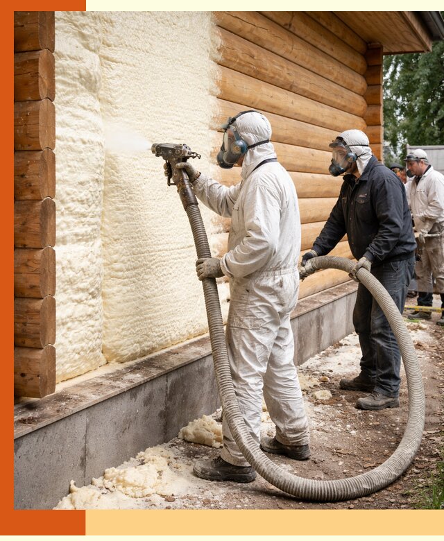 Утепление дома из бруса пенополиуретаном в Черемхово
