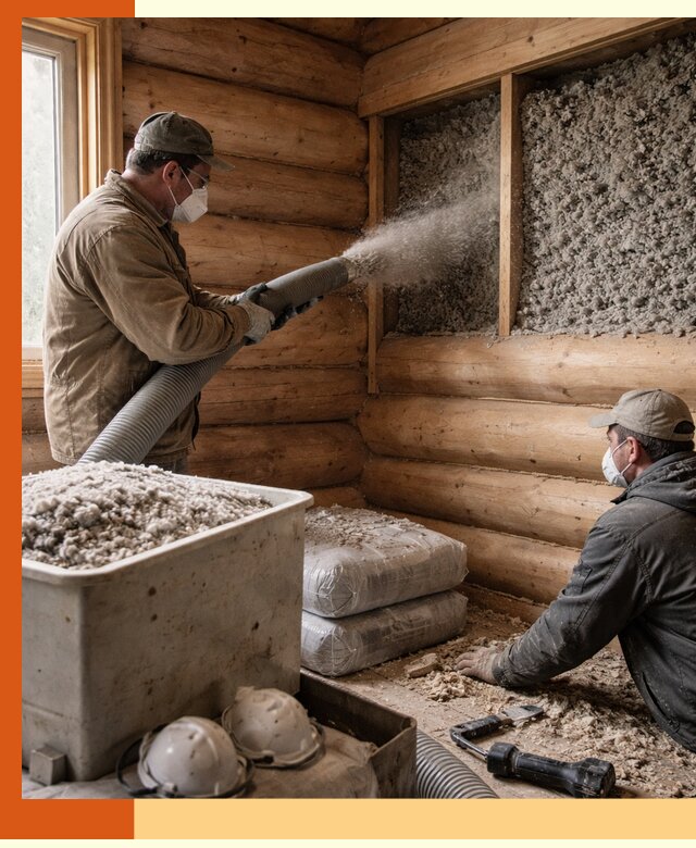 Утепление дома из бруса эковатой в Черемхово