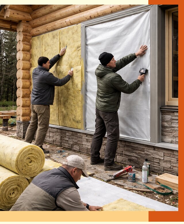 Утепление бревенчатого дома в Черемхово от 7976 руб/м2 — заказать под ключ | ТепломастерЧрм