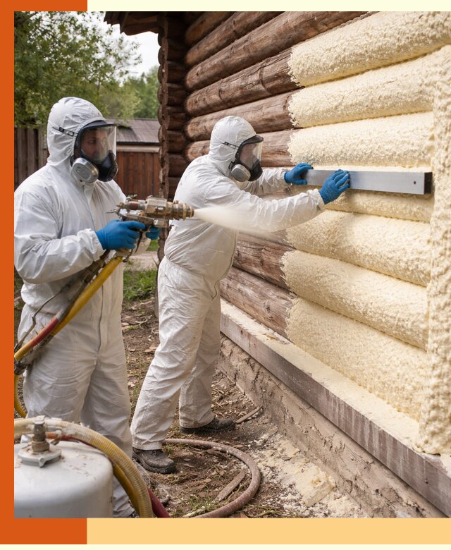 Утепление бревенчатого дома ППУ в Черемхово эффективной изоляцией