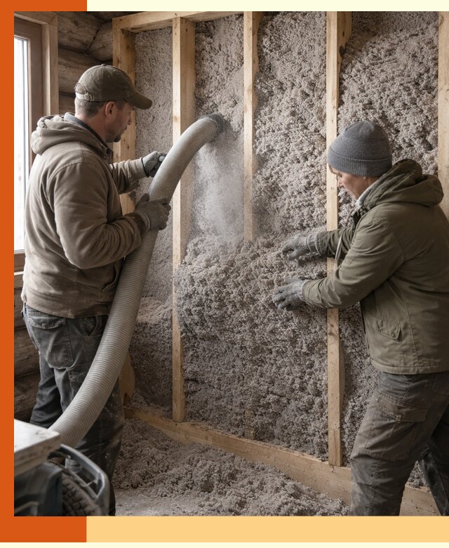 Утепление бревенчатого дома эковатой в Черемхово