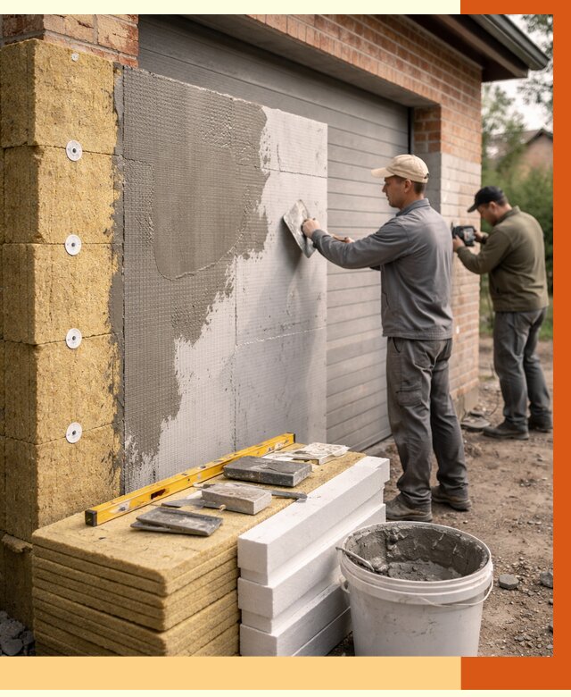 Утепление гаража снаружи в Черемхово от 4379 руб. за м2 — наружное утепление под ключ | ТепломастерЧрм