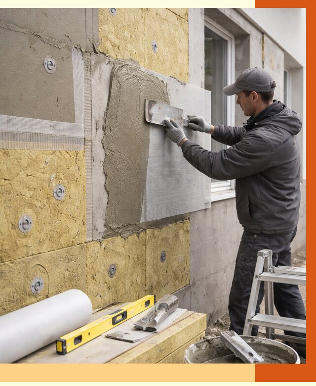 Утепление фасада под штукатурку в Черемхово от 4379 руб/м2 — монтаж пенопластом и минватой | ТепломастерЧрм