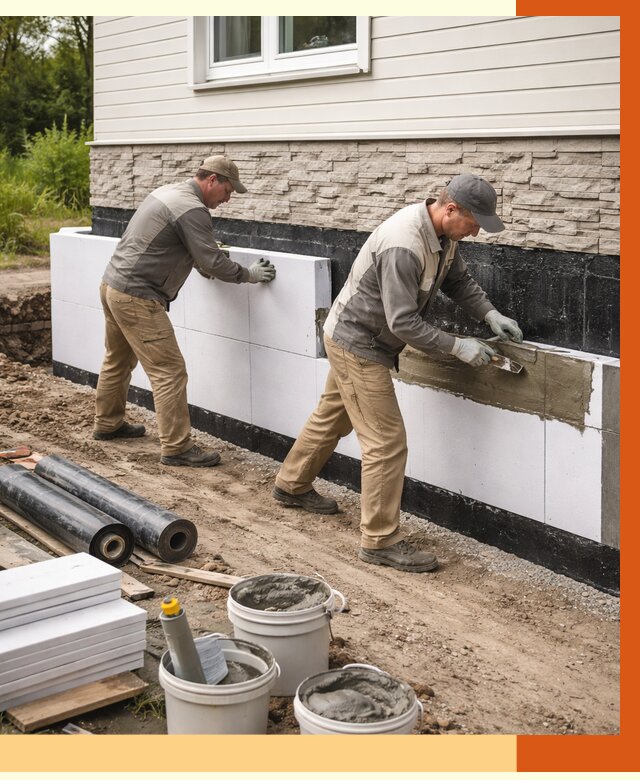 Утепление фундамента снаружи в Черемхово от 4379 руб. за м² | ТепломастерЧрм