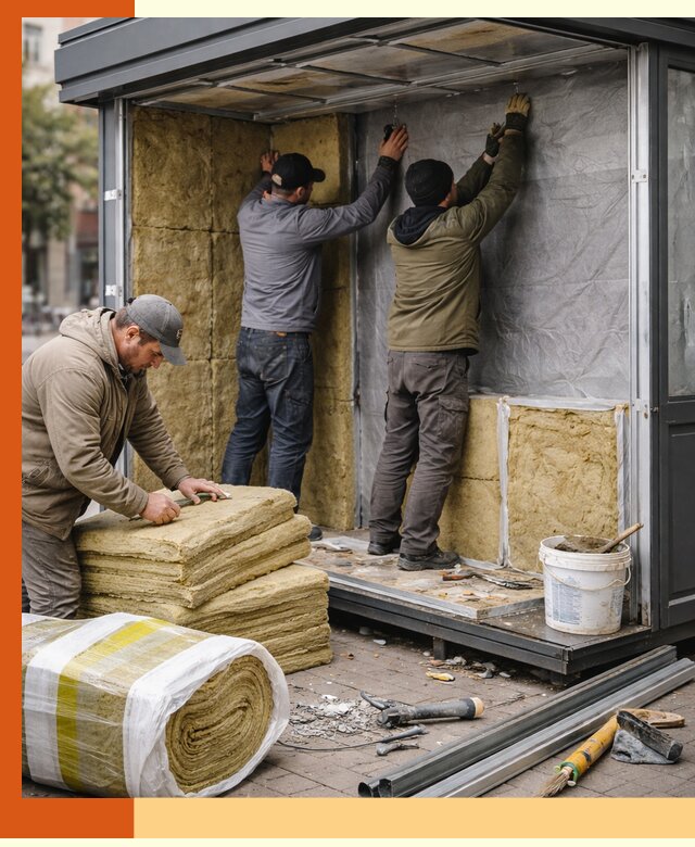 Утепление павильона шаурмы под ключ в Черемхово