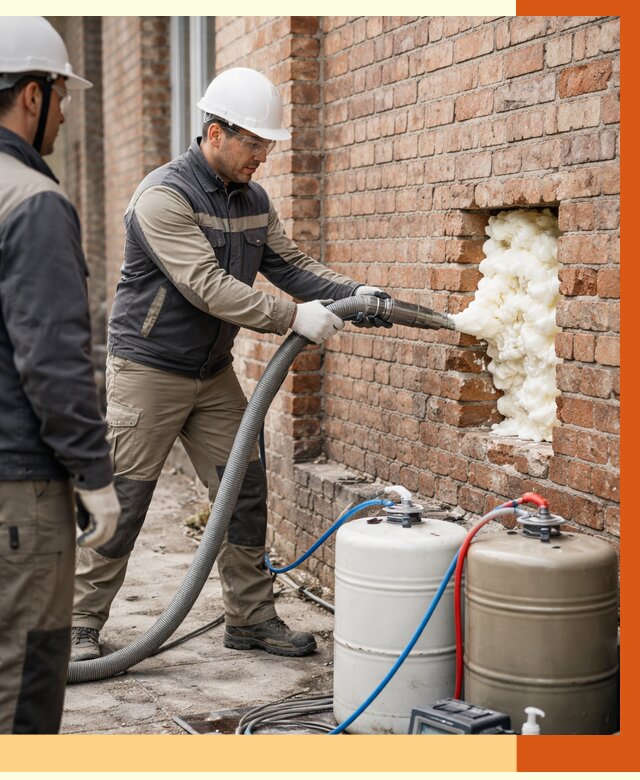 Заливка ППУ в пустоты кирпичной стены в Черемхово от 2867 руб. | ТепломастерЧрм