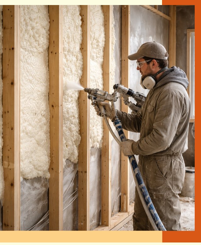 Утепление каркасной стены ППУ в Черемхово от 4431 руб./м2 под ключ | ТепломастерЧрм