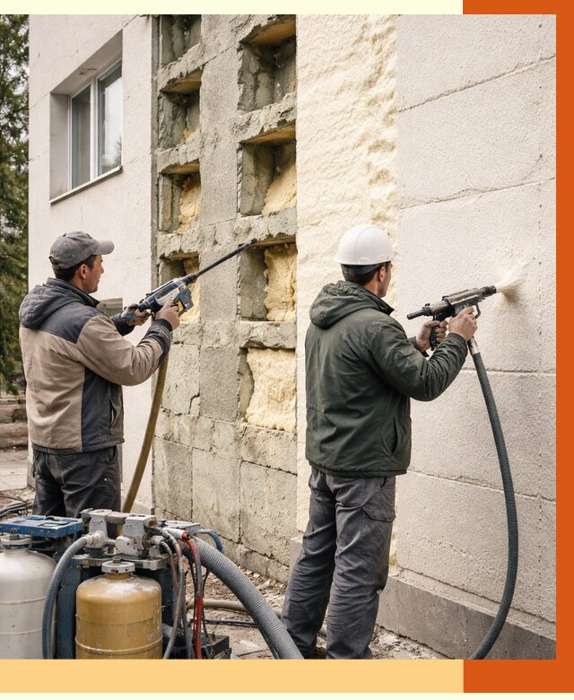 Заполнение пустот фасада в Черемхово от 4692 руб. — утепление пустот облицовки | ТепломастерЧрм