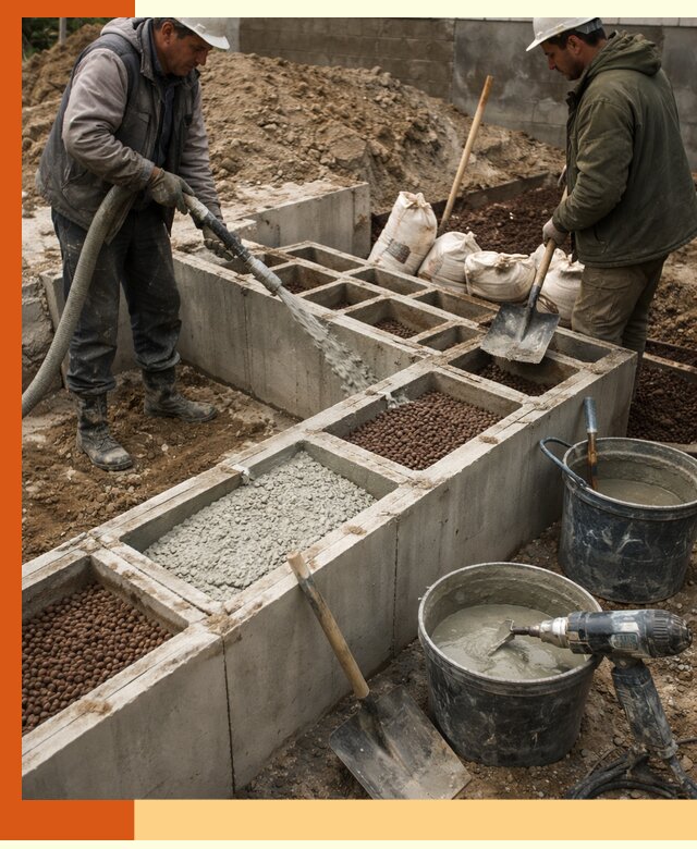 Заполнение полостей фундамента в Черемхово герметичным утеплением и повышением прочности