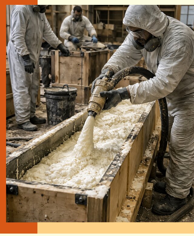 Заливка пенополиуретана в формы для утепления в Черемхово