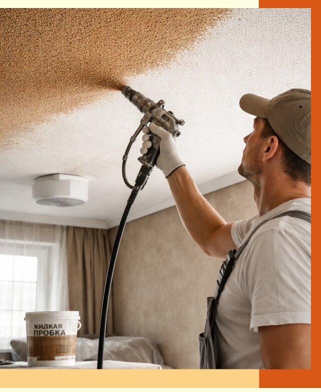 Утепление потолка жидкой пробкой в Черемхово от 3649 руб. | ТепломастерЧрм