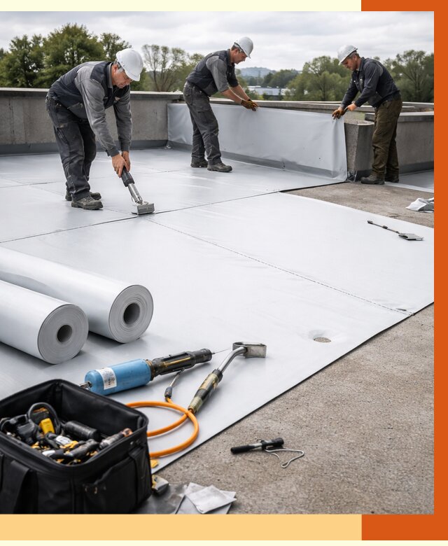 Гидроизоляция мембранной кровли в Черемхово от 7820 руб./м² — профессионально | ТепломастерЧрм