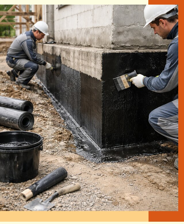 Гидроизоляция фундамента в Черемхово от 1303 руб. — профессионально, под ключ | ТепломастерЧрм